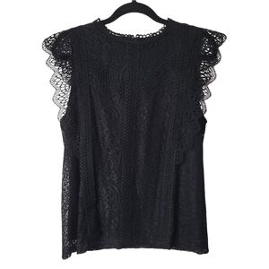 Cable & Gauge Black Lace Blouse Size XL